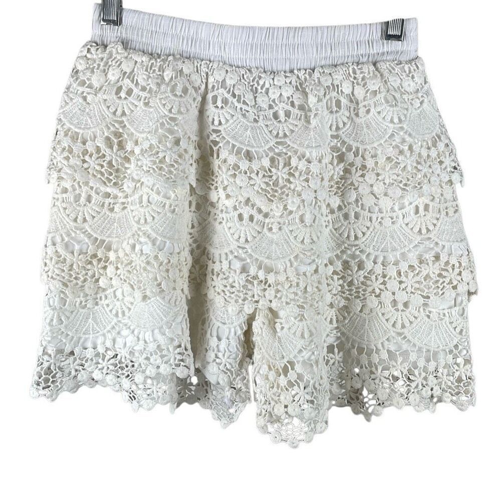 Olsenboye Boho Tiered Crocheted Lace Shorts XS